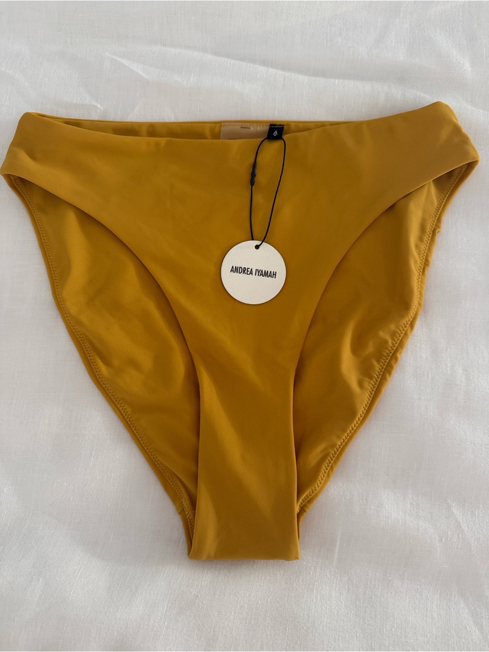 NWT: Andrea Iyamah Mustard High-Cut Bikini Bottom, sz Medium